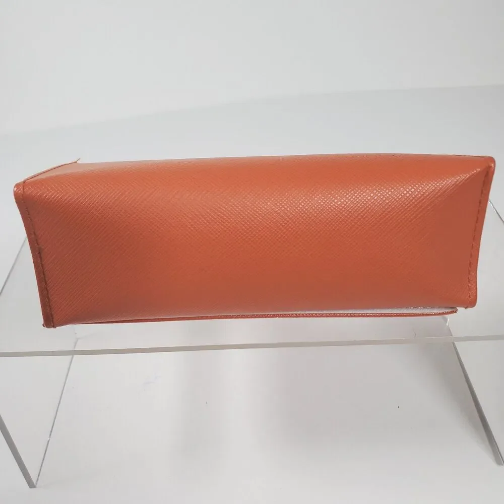 Tory Burch Sunglasses Case Orange One Size Magnetic Gold Monogram With Pouch